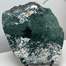 360gNatural Aquatics Moss Agate slice Quartz Crystal Mineral Specimen decor pg21