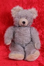 Diem Teddybär 42 cm Mohair Gelenke Glasaugen Grau Sonneberg Thüringen Vintage