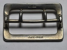 VINTAGE JAY PEE SOLID BRASS CHROMED 2 7/8" SILVER BELT BUCKLE (Free Shipping)