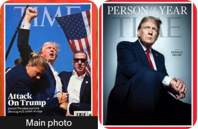 2 Time Magazine Donald Trump Attack Shot & Person Of Year 2024 NO MAIL LABEL
