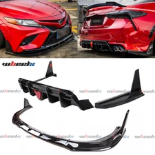 For Toyota Camry SE XSE 18-20 V2 Winglet Front Bumper Splitter+LED Rear Diffuser