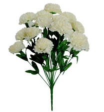 Cream 14-3.5" Carnation 20" Bush Silk Flower Home Holiday Wedding Outdoor Decor