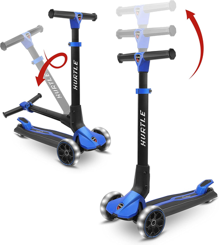 3 Wheeled Scooter for Kids - Foldable Stand Child Toddlers Toy Kick Scooters W/