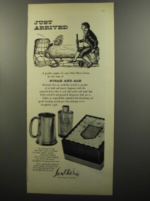1953 Lentheric Steak and Ale After Shave Lotion Ad - Just Arrived