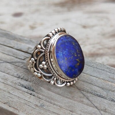 Lapis Lazuli Gemstone Ring 925 Sterling Silver  Boho Jewelry Handmade Gift AM-60