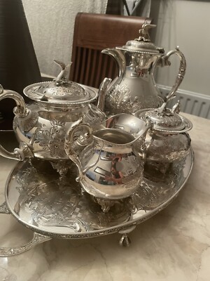 Antique John Turton Sheffield Silver plate tea Set Hand