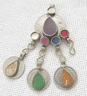 Islamic antique amulet kamea pendant - silver coins with enamel plaques 28 gr.