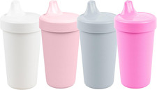 Spill-Proof Sippy Cups for Toddlers - Kids Reusable 10 Oz Set of 4, Dishwasher 