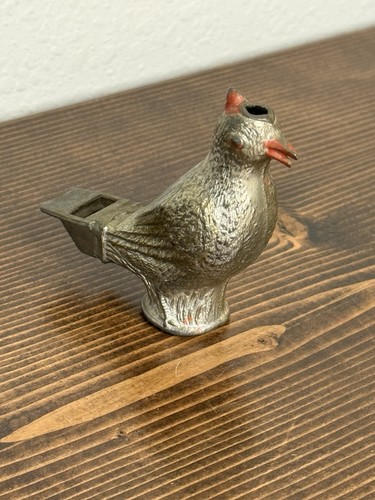 Antikes Metallguss Vogel Taube Pfeife Spielzeug figürlich schönes Detail selten