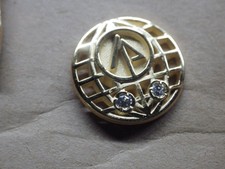 VINTAGE Weyerhaeuser Employee Pin GOLD TONE ENCRUSTED WITH CUBIC zirconia