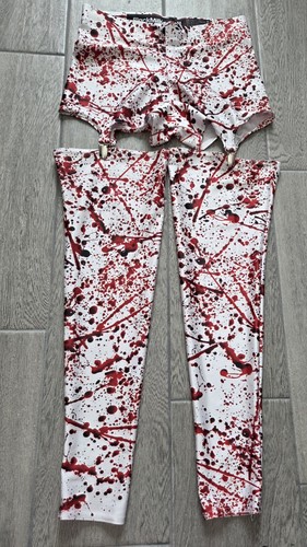 Black Milk Blood Splatter Suspender Leggings M MEDIUM - Picture 2 of 5