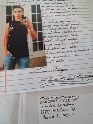 Travis Montgomery Autographed Letter 1 Page Alabama