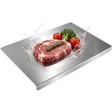 304 Stainless Steel Cutting Board with Lip Food Prep Chopping Block Kitchen