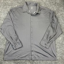   haggar Men  s Long Sleeve Grey button down Shirt 2XL light weight performance