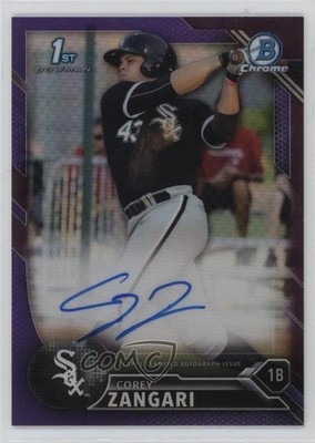 2016 Bowman Chrome Prospects Purple Refractor 3/250 Corey Zangari Auto k2j