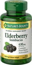 2 X Nature's Bounty Elderberry Sambucus -- 630 mg - 120 Rapid Release Softgels