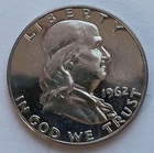 1962 Gem Proof Silver Franklin Halve, 50C Half Dollar coin