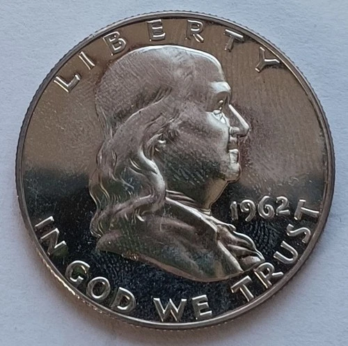 1962 Gem Proof Silver Franklin Halve, 50C Half Dollar coin