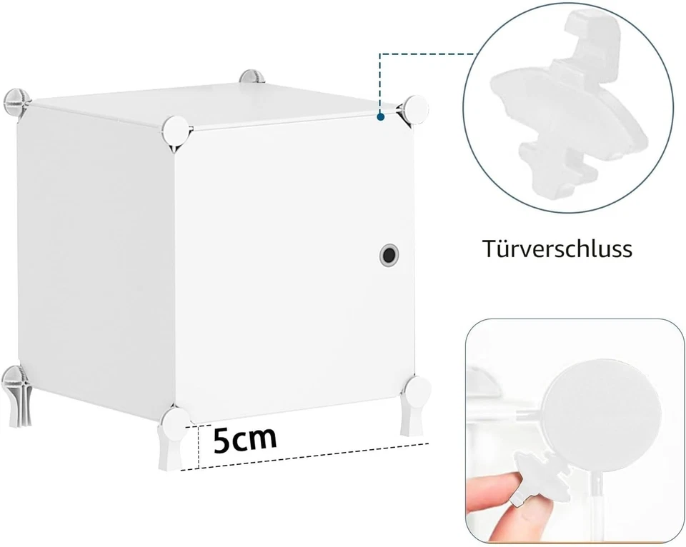 AWTATOS Steckregal 6 Würfel mit Türen Modulregal Aufbewahrungssystem Modular - Bild 4 von 4