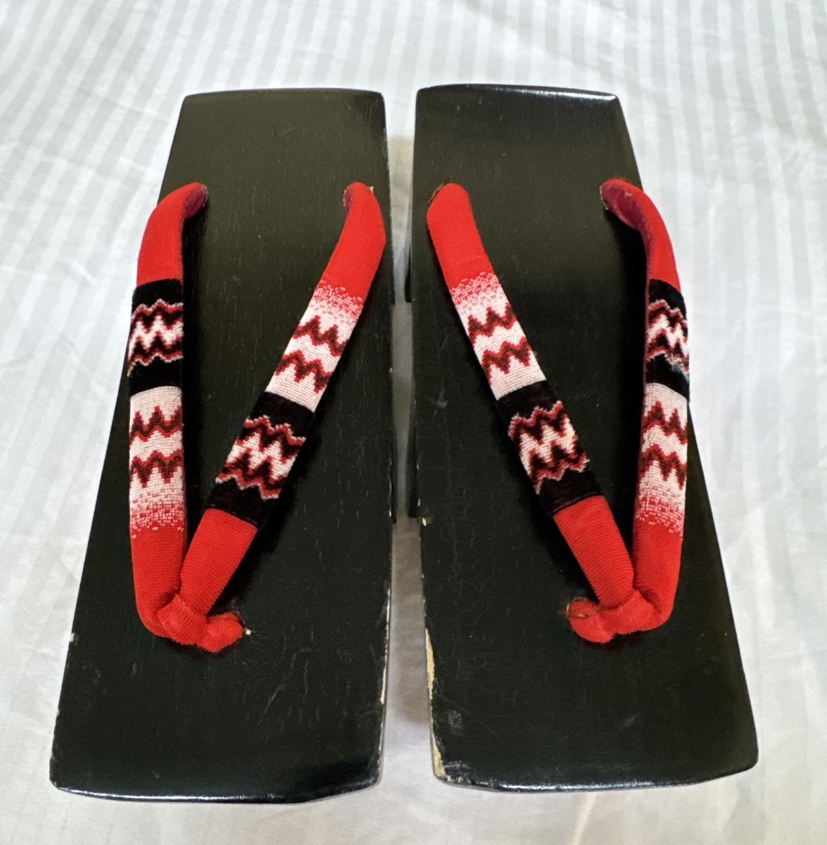 Vintage Japanese Wooden Lacquered Painted Geta Kimono Sandals