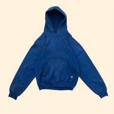 90s Russell Athletics Blue Blank Hoodie Sweatshirt Size Small