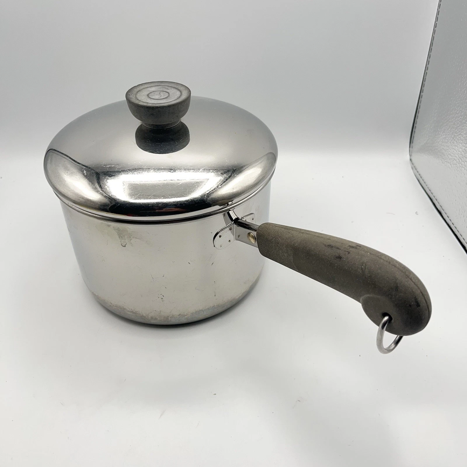 Vintage Revere Ware 2 qt Sauce Pan, Stainless Steel, Lid Pre-1968