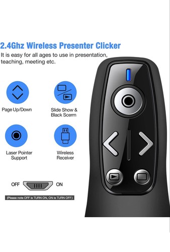 Power point Presentation Remote Control Wireless USB PPT Presenter Laser Pointer - Afbeelding 2 van 6