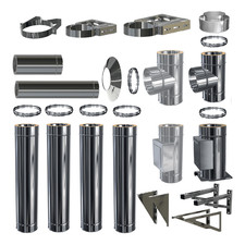 Edelstahlschornstein Konfigurator Schornstein Bausatz DW 150 doppelwandig Kamin