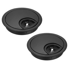 2 Pcs Desk Grommet 2.4 Inch,Zinc Alloy Round Desk Hole Cover,60mm,Black