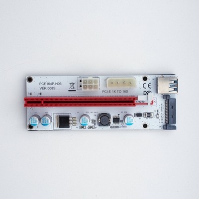 VER008S PCIe Riser Karte 1x auf 16x USB 3.0 SATA Molex 6-Pin GPU Adapter Neu
