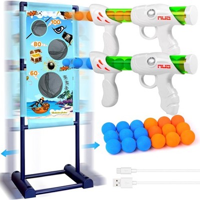 Schussziel Set 2 Blaster Pistolen 18 Schaumkugeln Kinder Spielzeug Zielscheibe