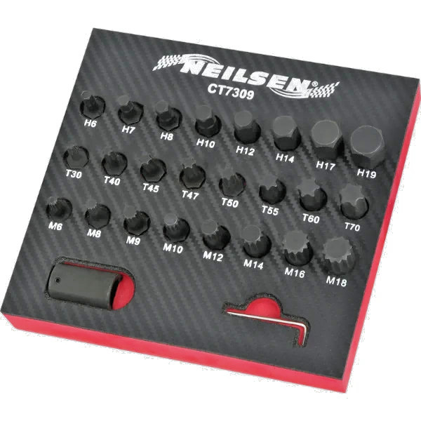 Juego de brocas de impacto intercambiables estrella hexagonal Torx spline 1/2" DR 26 piezas