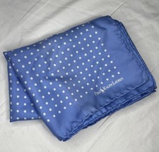 Polo Ralph Lauren 100 Silk Pocket Square Light Blue Handmade Italy 17.5"