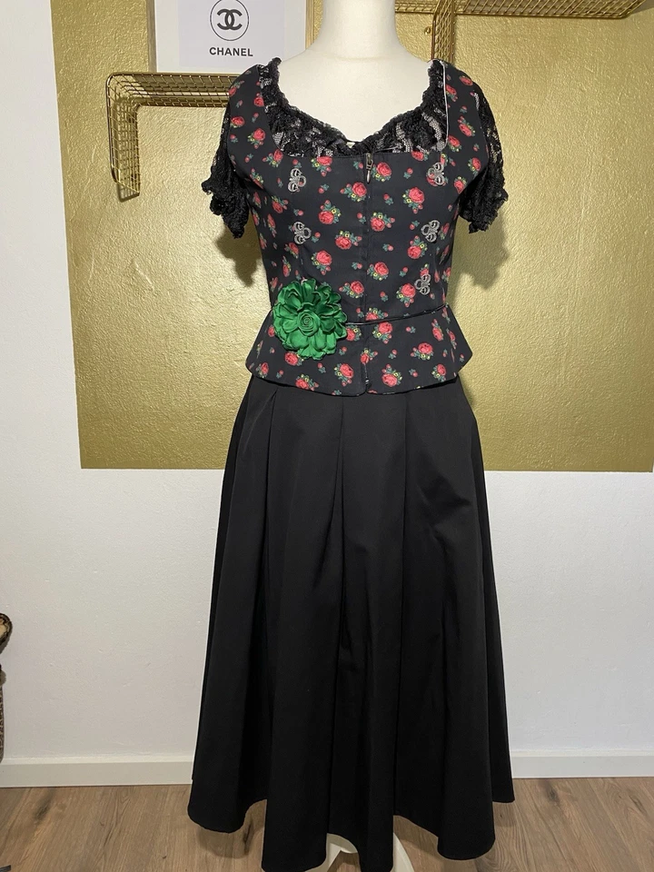 Marjo? Dirndl-Bluse Puffarm Spitze als Carmenbluse tragbar 42/44 schwarz - Bild 4 von 4