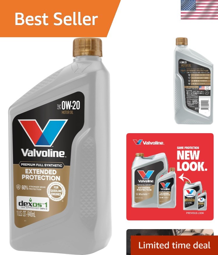 Extended Protection 0W-20 Full Synthetic Motor Oil - 1 QT for Superior Engine...