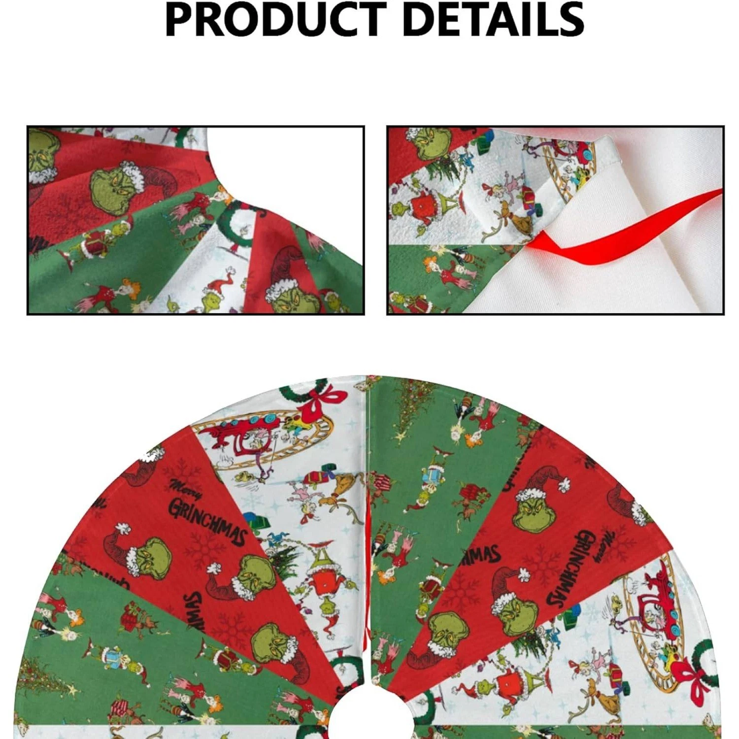 Seuss Geisel Christmas Tree Skirt Merry Grin White Green Red