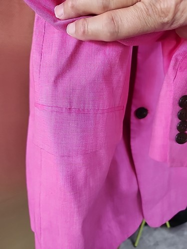 Saddlebred 40R Men's Pink Cotton Blazer Suit Jacket 2 Button Fully Lined - Picture 8 of 14