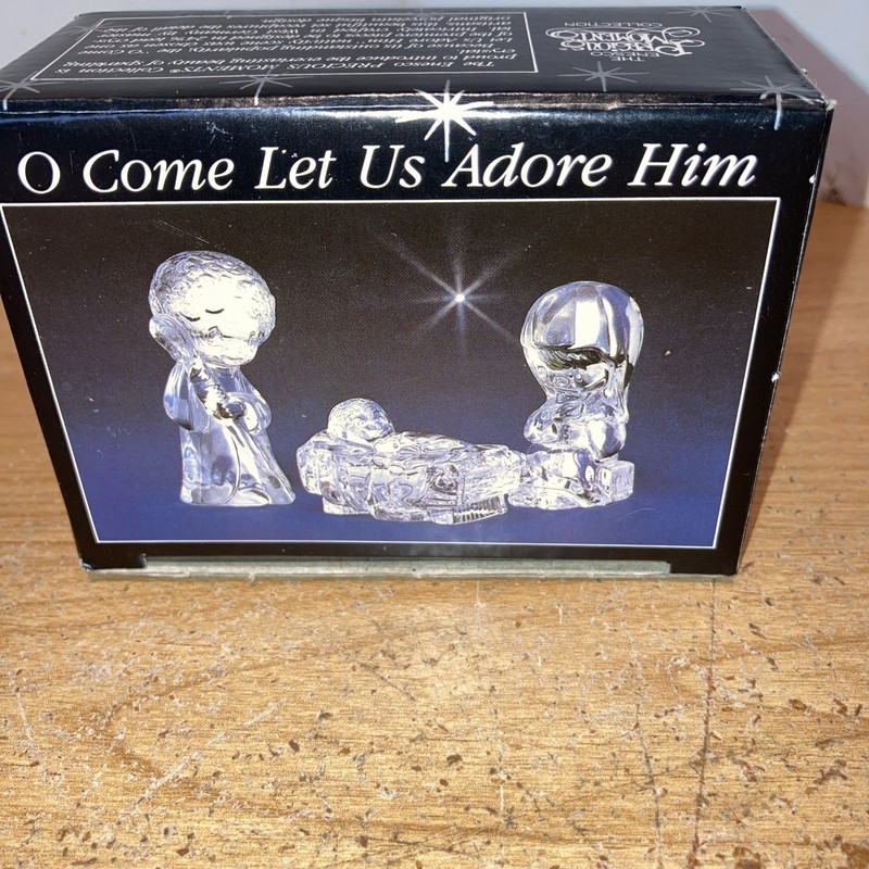  Nib Precious Moments O Come Let Us Adore Him Crystal Set
