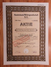 D: Bank: Handelsbank AG, Berlin, 1923, 1000 Mark**