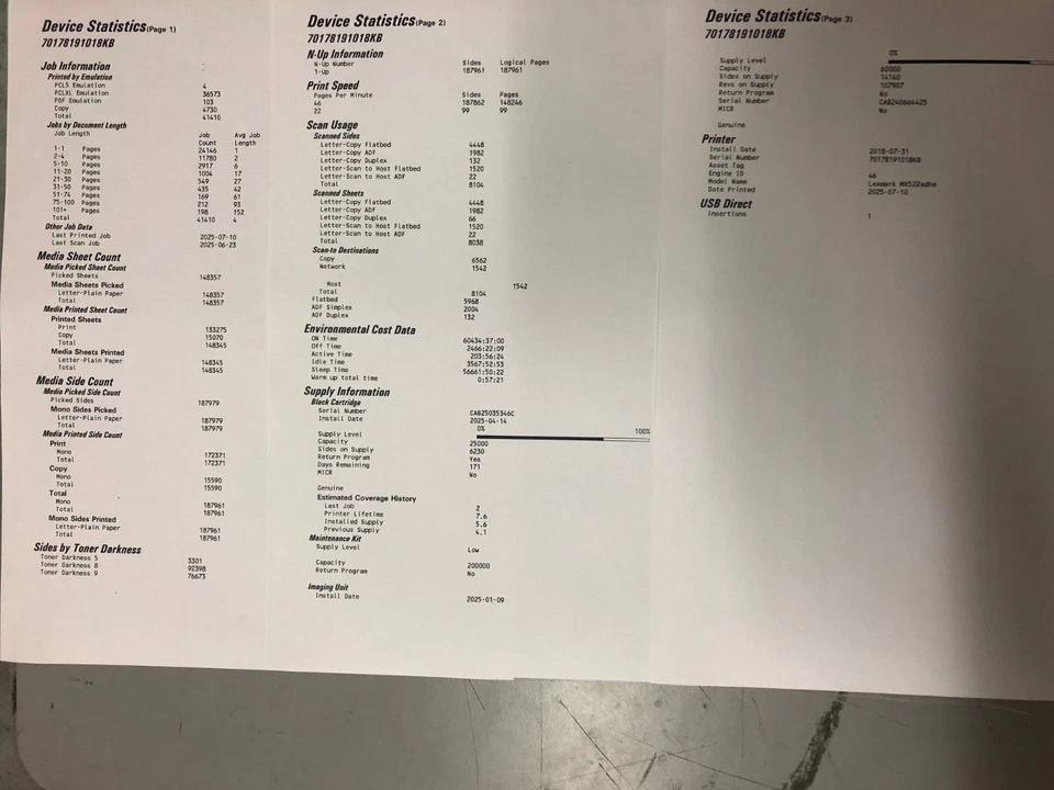Lexmark MX522-adhe All-In-One Network Printer / Copier 46ppm 148k Nice! - Image 3 of 3