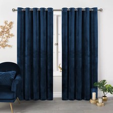 Heavy Thick Crushed Velvet Curtains Pair Eyelet Ring Top Fully Lined Ready Made