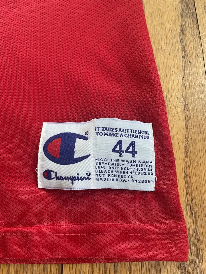 Camiseta deportiva de los Atlanta Hawks Dominique Wilkins vintage campeón para hombre 44 grande usada en excelente estado NBA Foto 3 de 4