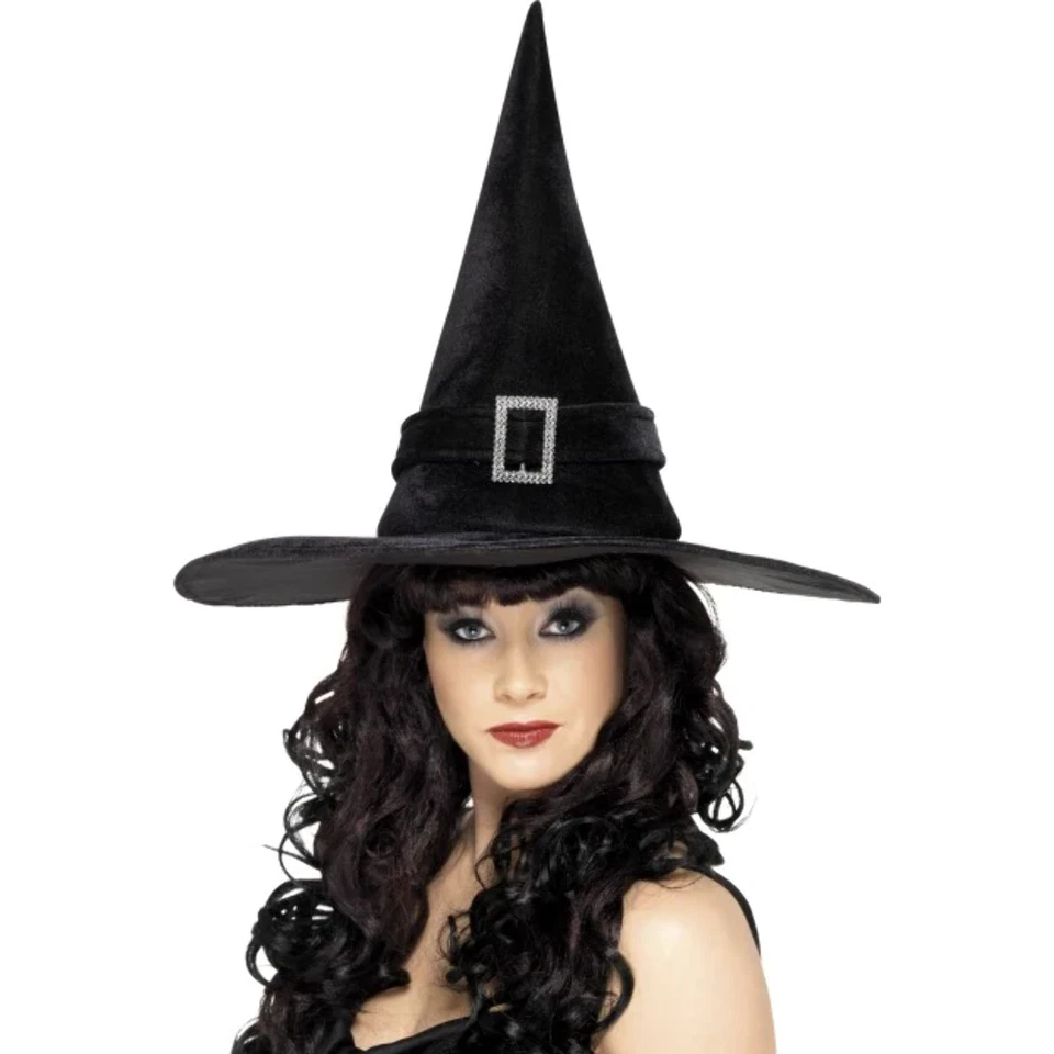 Schwarzer Hexenhut Damen Halloween Böse Fancy Dress Accessoire - Bild 1 von 1