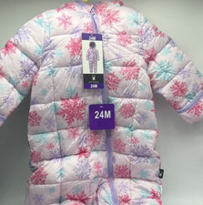 Girls Size 24M Spyder Hooded Snowsuit With Fold Over Mittens / Booties Purple