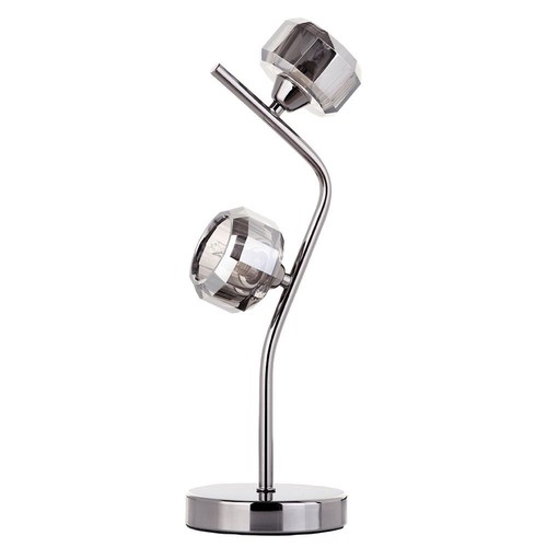 Litecraft Tischlampe 2 Leuchten mit rauchfarbenen Schirmen - Schwarz Chrom Ausverkauf
