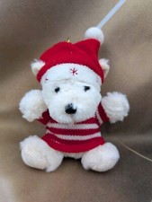 Christmas Soft Plush Stuffed Animals Very Light Tan Teddy Bear Ornament