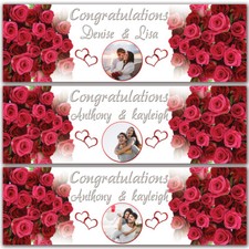 2 Personalised wedding engagement banner photo party poster just married rose