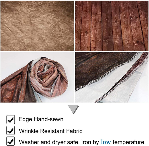 5X7Ft Soft Fabric Brown Wall with Wooden Floor Photography Backdrop Newborn Baby - Picture 3 of 12