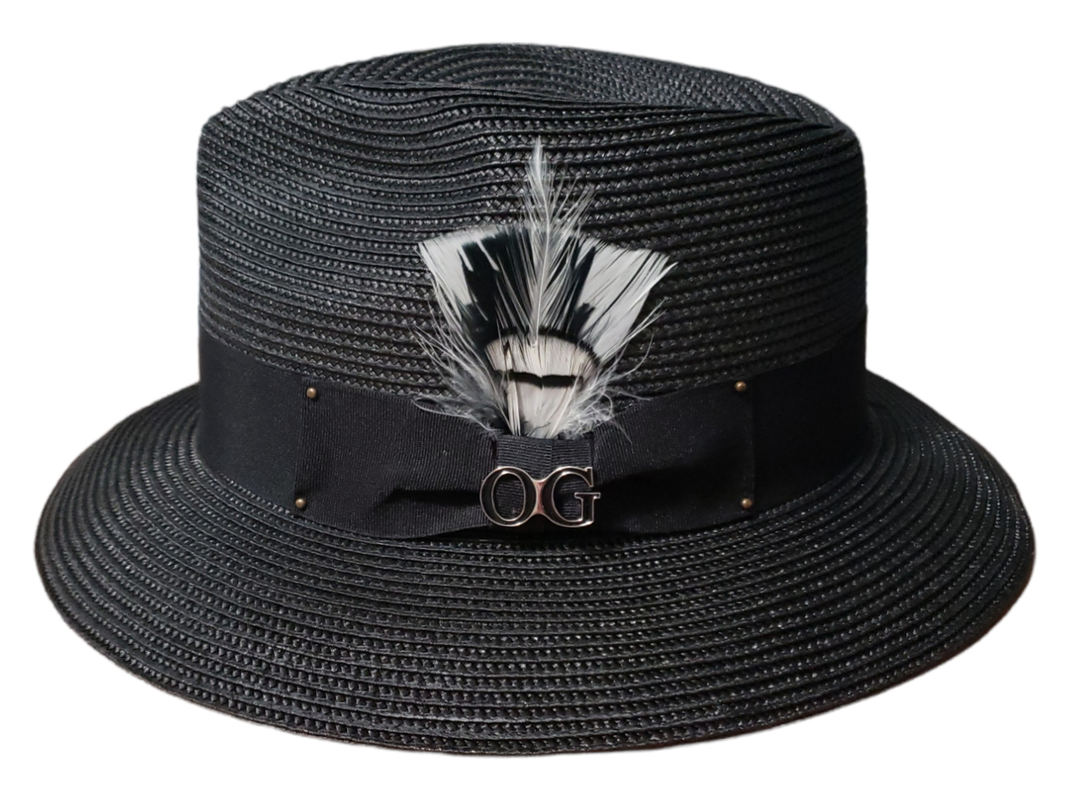 Men Black Summer Lowrider Hat Milan Fedora Pinch Front Snap