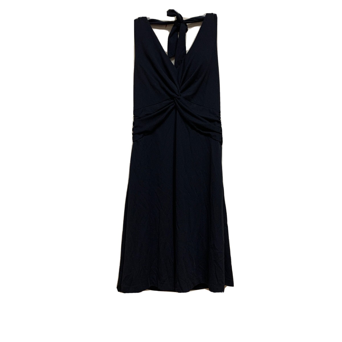 black halter swing dress White House Market Black Draped Tie Neck Retro Size 4 long black halter dress